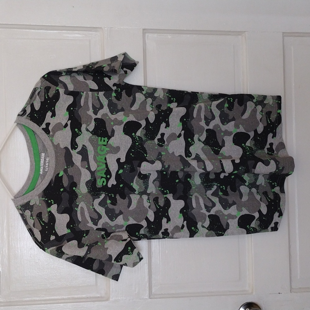 Amsterdam Boys T-shirt L(14-16) Camouflage Black Gray Green